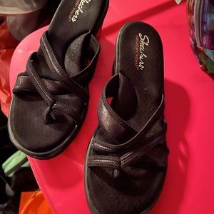 Black sketchers wedge heels